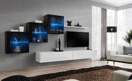 Dnevni TV regal Switch XX 310 cm LED - črni/bel