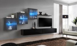 Dnevni TV regal Switch XX 310 cm LED - grafit/črn