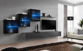 Dnevni TV regal Switch XX 310 cm LED - črni/grafit
