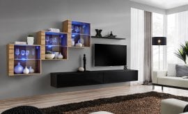 Dnevni TV regal Switch XX 310 cm LED - votan/črni