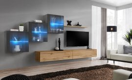 Dnevni TV regal Switch XX 310 cm LED - grafit/votan