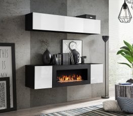 Dnevni TV regal FLY N1 160 cm - črni/bel