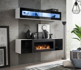 Dnevni TV regal FLY N2 160 cm LED - bel/črni