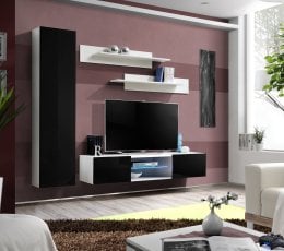 Dnevni TV regal FLY R1 210 cm LED - bel/črni