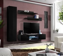 Dnevni TV regal FLY R1 210 cm LED - črni