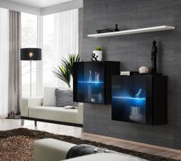 Komplet za dnevno sobo Switch SB III LED - črni/bel