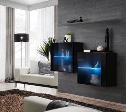Komplet za dnevno sobo Switch SB III LED - črni/grafit