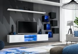 Dnevni TV regal Switch XXI LED - bel/črni