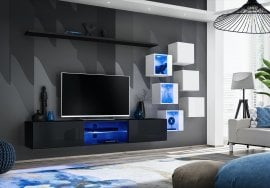 Dnevni TV regal Switch XXI LED - črni/bel