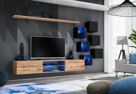 Dnevni TV regal Switch XXI LED - votan/črni