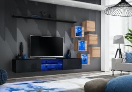 Dnevni TV regal Switch XXI LED - črni/votan