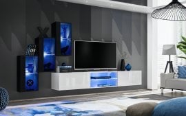 Dnevni TV regal Switch XXII 240 cm LED - črni/bel