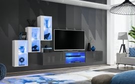 Dnevni TV regal Switch XXII 240 cm LED - bel/grafit