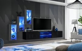 Dnevni TV regal Switch XXII 240 cm LED - grafit/črni