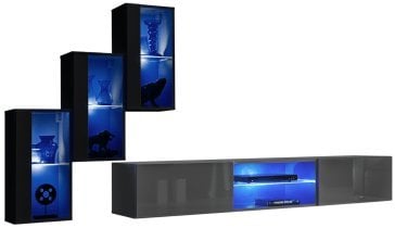 ASM Meble - Dnevni TV regal Switch XXII 240 cm LED - črni/grafit