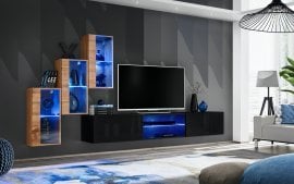 Dnevni TV regal Switch XXII 240 cm LED - votan/črni