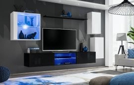 Dnevni TV regal Switch XXIII 250 cm LED - bel/črni