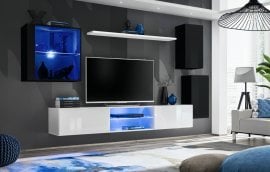 Dnevni TV regal Switch XXIII 250 cm LED - črni/bel