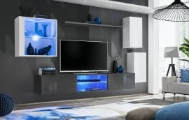 Dnevni TV regal Switch XXIII 250 cm LED - bel/grafit
