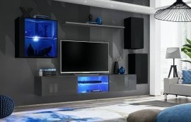 Dnevni TV regal Switch XXIII 250 cm LED - črni/grafit