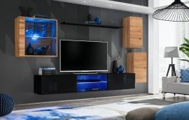 Dnevni TV regal Switch XXIII 250 cm LED - votan/črni