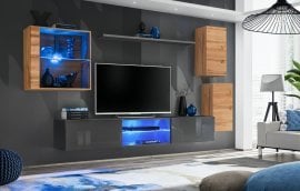 Dnevni TV regal Switch XXIII 250 cm LED - votan/grafit