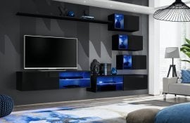 Dnevni TV regal Switch XXIV 260 cm LED - črni