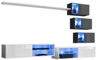 ASM Meble - Dnevni TV regal Switch XXIV 260 cm LED - bel/grafit