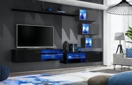 Dnevni TV regal Switch XXIV 260 cm LED - črni/grafit