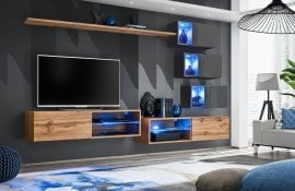 Dnevni TV regal Switch XXIV 260 cm LED - votan/grafit