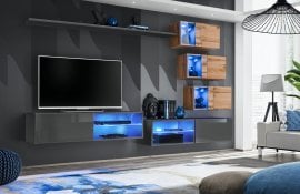 Dnevni TV regal Switch XXIV 260 cm LED - grafit/votan