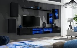 Dnevni TV regal Switch XXV 280 cm LED - črni