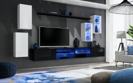 Dnevni TV regal Switch XXV 280 cm LED - bel/črni