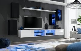 Dnevni TV regal Switch XXV 280 cm LED - črni/bel