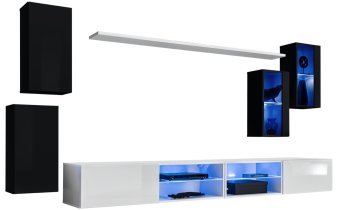 ASM Meble - Dnevni TV regal Switch XXV 280 cm LED - črni/bel