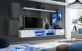 Dnevni TV regal Switch XXV 280 cm LED - grafit/bel