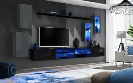 Dnevni TV regal Switch XXV 280 cm LED - grafit/črni