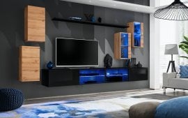 Dnevni TV regal Switch XXV 280 cm LED - votan/črni