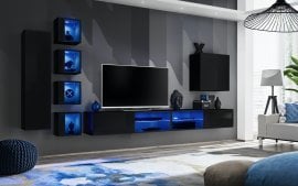Dnevni TV regal Switch XXVI 320 cm LED - črni