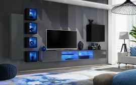 Dnevni TV regal Switch XXVI 320 cm LED - grafit/črni