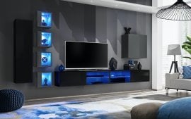 Dnevni TV regal Switch XXVI 320 cm LED - črni/grafit