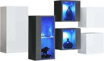 ASM Meble - Komplet za dnevno sobo Switch SB IV LED - bel/grafit