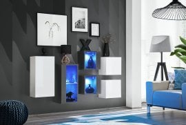 Komplet za dnevno sobo Switch SB IV LED - bel/grafit