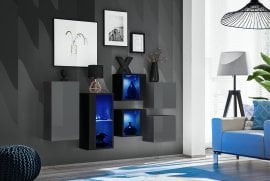 Komplet za dnevno sobo Switch SB IV LED - grafit/črni