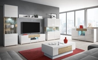 Helvetia meble - Komoda Toledo 4 - bela/san remo hrast - 2494DW46