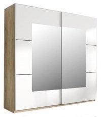 Garderobna omara z drsnimi vrati Beta 200 cm - san remo/bela - 22AE1657