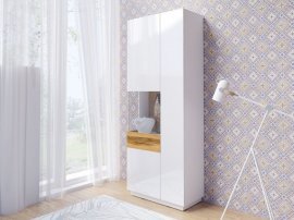 Helvetia meble - Vitrina Silke leva - bela/votan hrast - 247JGY12