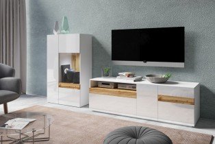 Helvetia meble - Vitrina Silke leva - bela/votan hrast - 247JGY12