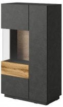 Vitrina Silke visoka 1 - črna mat/votan hrast - 241NGY42