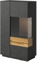 Vitrina Silke visoka 2 - črna mat/votan hrast - 241NGY44